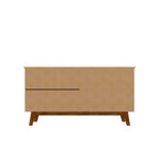 Credenza Yonkers 62.99 con gambe in legno massello e 2 ante in bianco sporco e cannella