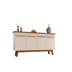 Credenza Yonkers 62.99 con gambe in legno massello e 2 ante in bianco sporco e cannella