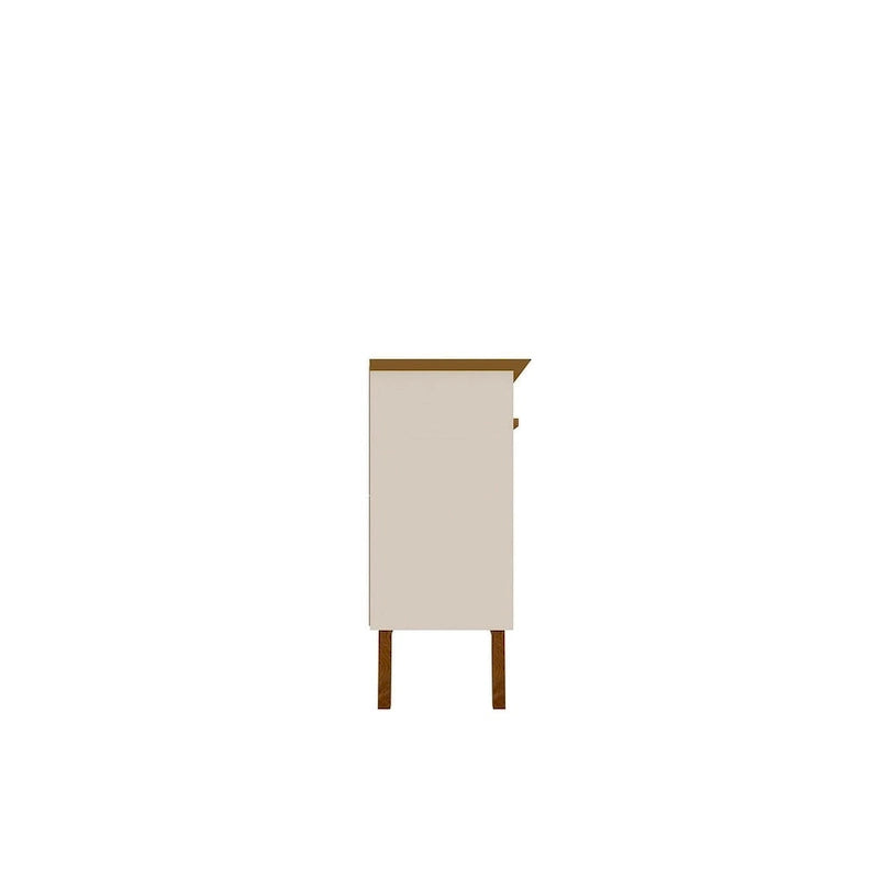 Credenza Yonkers 62.99 con gambe in legno massello e 2 ante in bianco sporco e cannella