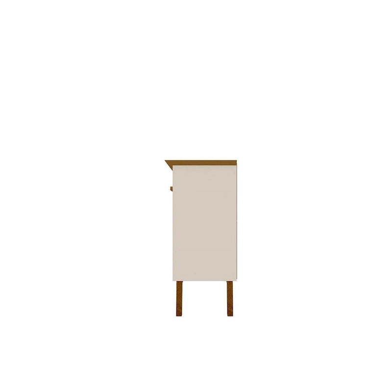 Credenza Yonkers 62.99 con gambe in legno massello e 2 ante in bianco sporco e cannella
