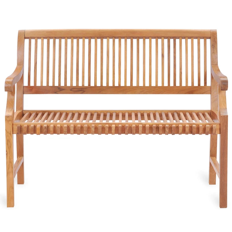 Panchina Chic Teak Castle da esterni in legno di teak per patio e giardino, con braccioli, 120 cm