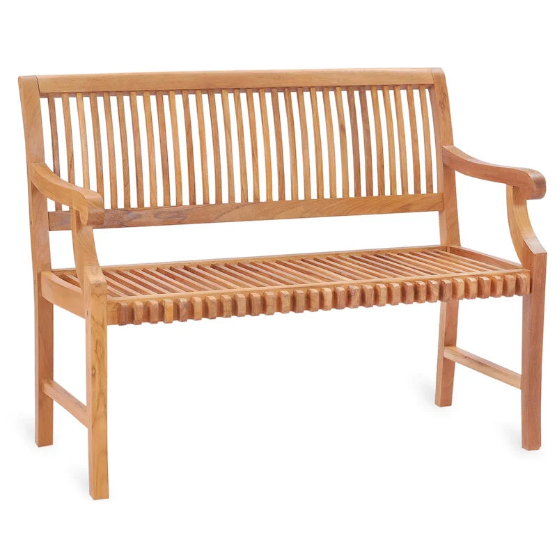 Panchina Chic Teak Castle da esterni in legno di teak per patio e giardino, con braccioli, 120 cm