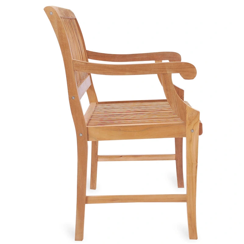 Panchina Chic Teak Castle da esterni in legno di teak per patio e giardino, con braccioli, 120 cm