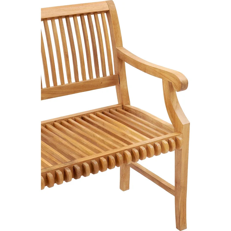 Panchina Chic Teak Castle da esterni in legno di teak per patio e giardino, con braccioli, 120 cm