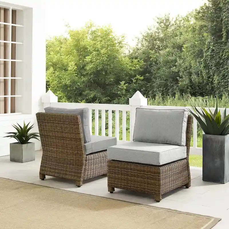 Set di sedie da esterno in vimini Crosley Bradenton 2 pezzi - Marrone invecchiato