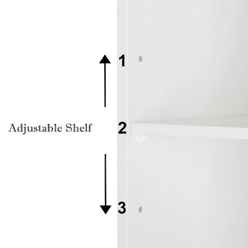 Mobile Bagno Autoportante Regolabile con Doppia Anta Bianca - 60 x 30 x 80 cm