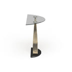 Tavolino da divano a piedistallo semicircolare in metallo argento moderno Wuct da 46 pollici con piano in vetro di Furniture of America
