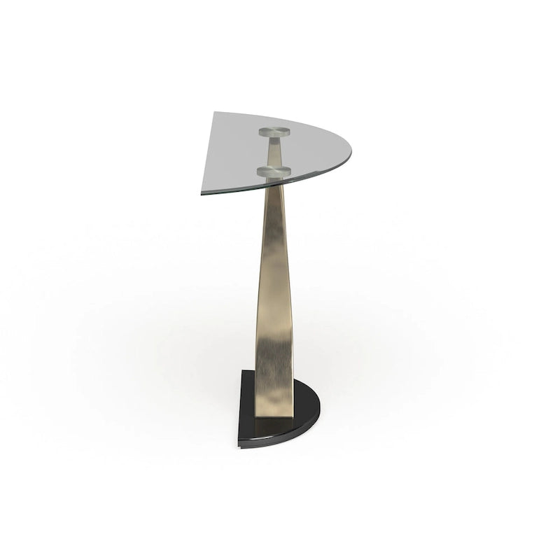 Tavolino da divano a piedistallo semicircolare in metallo argento moderno Wuct da 46 pollici con piano in vetro di Furniture of America