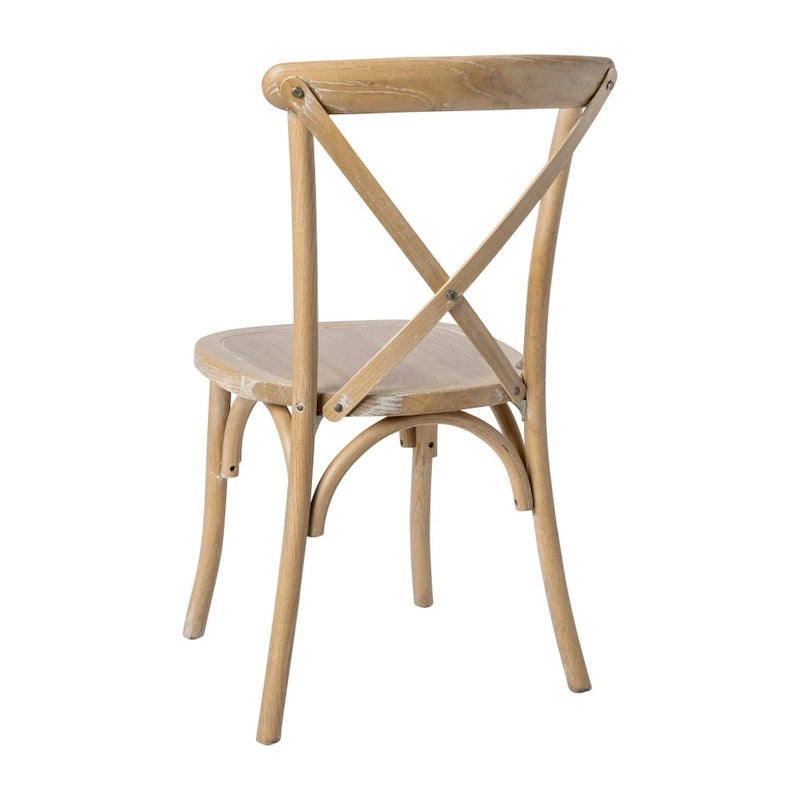 Sedie impilabili moderne in legno massello con schienale a croce per sala da pranzo (set da 2)