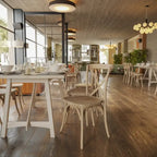 Sedie impilabili moderne in legno massello con schienale a croce per sala da pranzo (set da 2)
