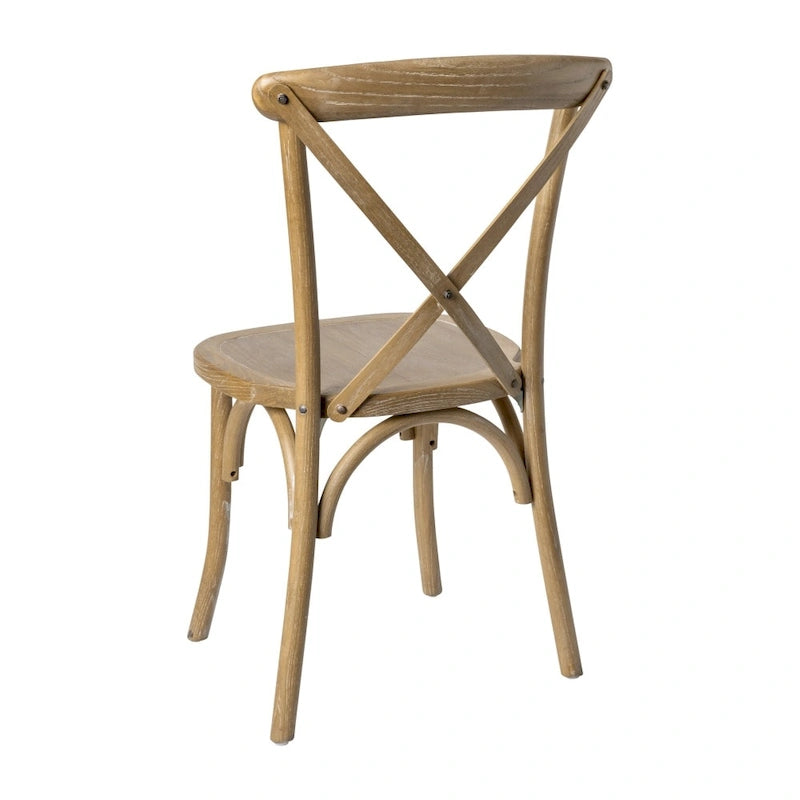 Sedie impilabili moderne in legno massello con schienale a croce per sala da pranzo (set da 2)
