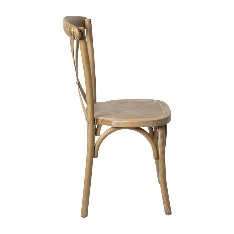 Sedie impilabili moderne in legno massello con schienale a croce per sala da pranzo (set da 2)