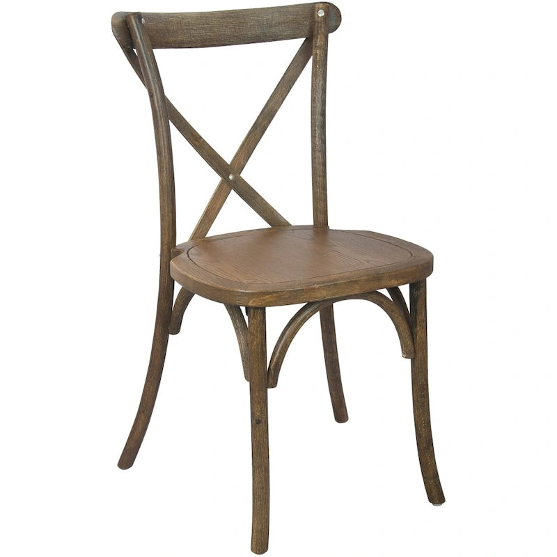 Sedie impilabili moderne in legno massello con schienale a croce per sala da pranzo (set da 2)