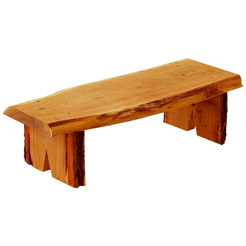 Panca/Fioriera per vasi in legno di robinia con bordo naturale, 90 cm, modello Briar Patch