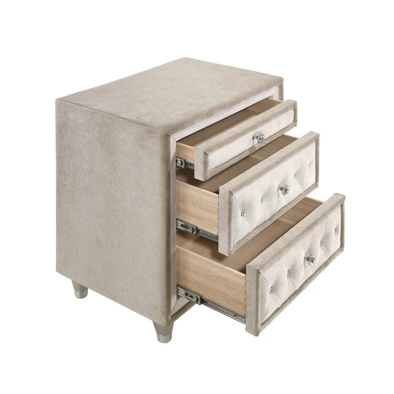 Set camera da letto Justine Ivory e Camel Tufted, 4 pezzi