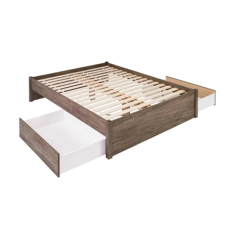 Letto con piattaforma a 4 colonne Prepac Queen Select con cassetti opzionali