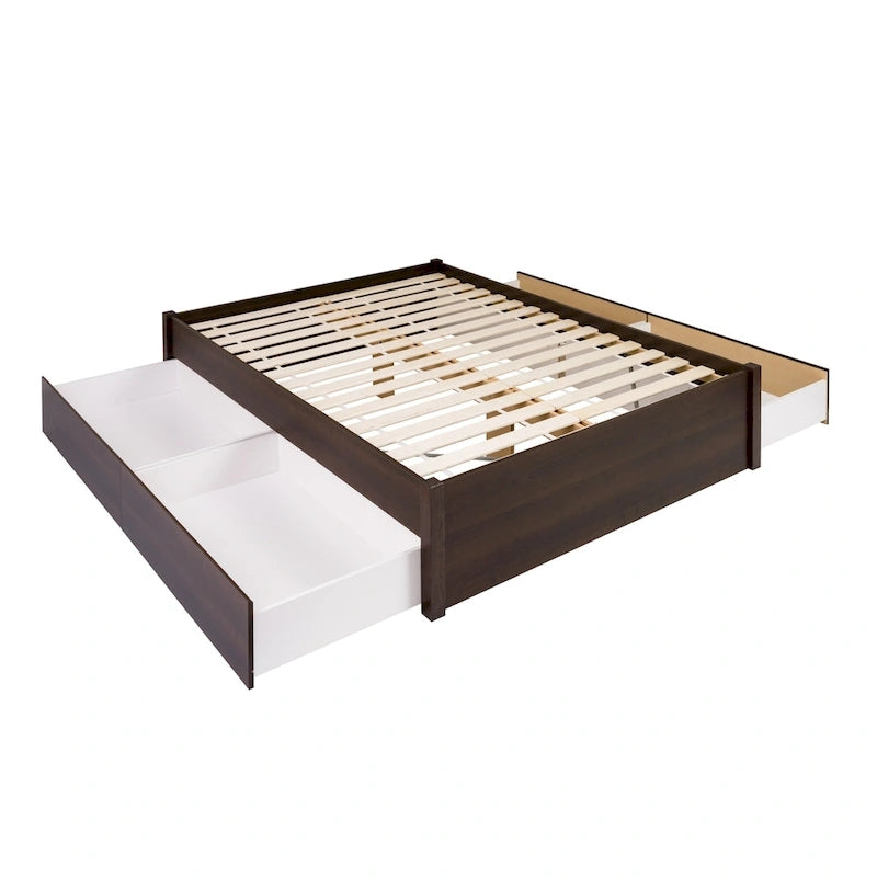 Letto con piattaforma a 4 colonne Prepac Queen Select con cassetti opzionali