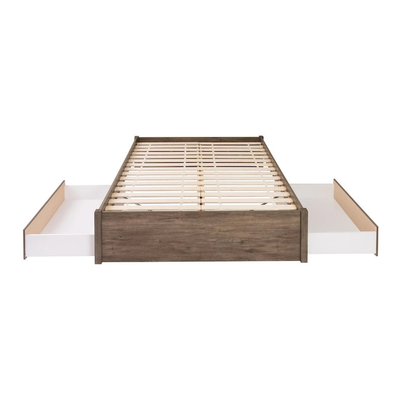 Letto con piattaforma a 4 colonne Prepac Queen Select con cassetti opzionali
