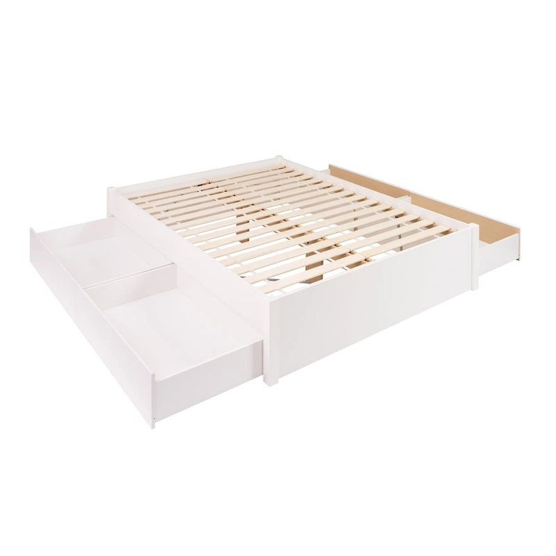 Letto con piattaforma a 4 colonne Prepac Queen Select con cassetti opzionali