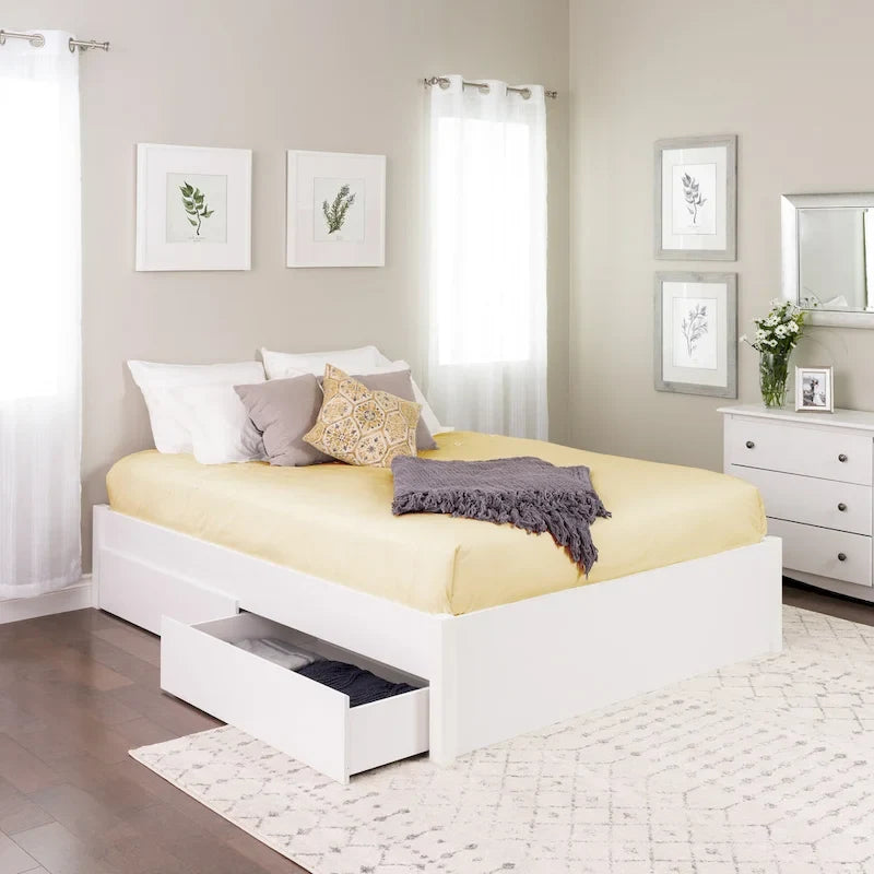 Letto con piattaforma a 4 colonne Prepac Queen Select con cassetti opzionali