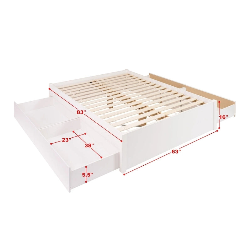 Letto con piattaforma a 4 colonne Prepac Queen Select con cassetti opzionali