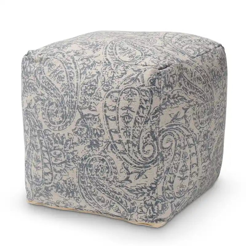 Pouf Ottomano con Motivo Paisley Intrecciato a Mano Porch & Den Satsuma