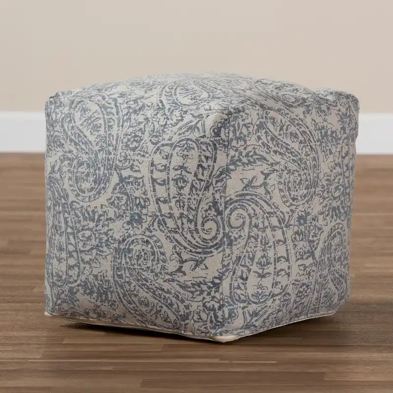 Pouf Ottomano con Motivo Paisley Intrecciato a Mano Porch & Den Satsuma