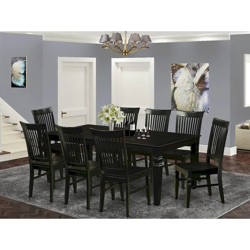 Set di mobili da sala da pranzo East West Furniture - Tavolo da cucina rettangolare e sedie da pranzo, nero (Opzioni pezzi)
