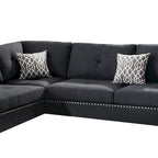 Set Sezionale Polyfiber da 3 Pezzi con Pouf, Nero