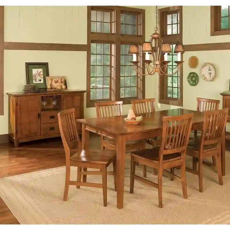Set da pranzo rettangolare da 7 pezzi Arts & Crafts con prolunga di Homestyles