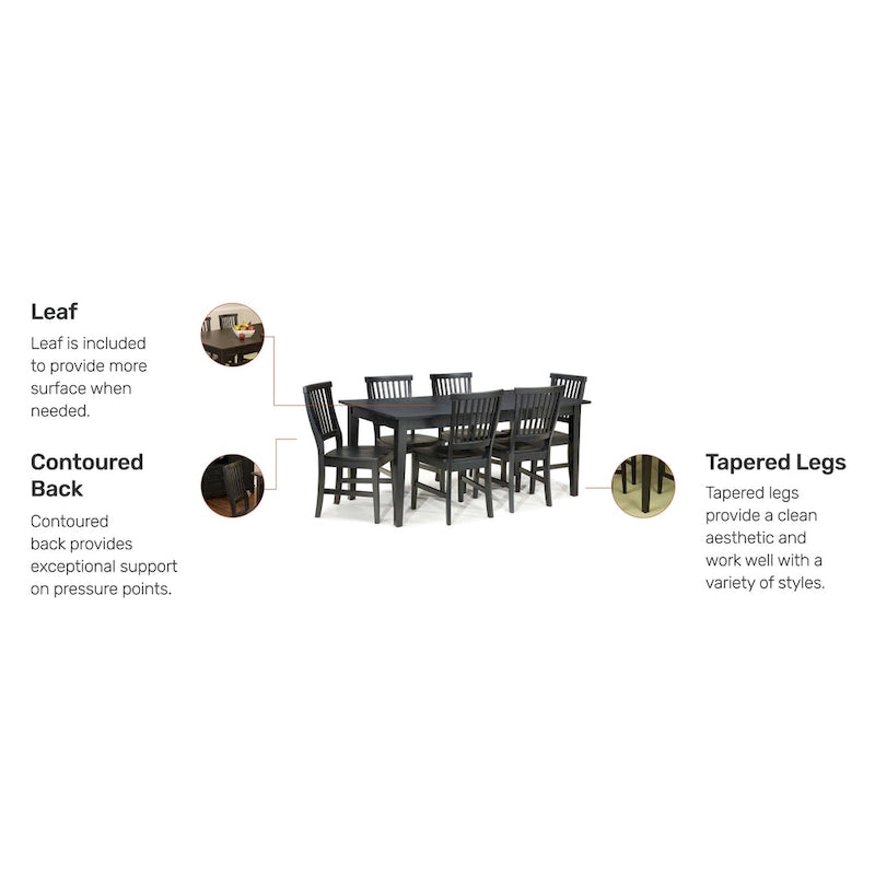 Set da pranzo rettangolare da 7 pezzi Arts & Crafts con prolunga di Homestyles
