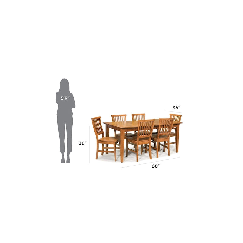 Set da pranzo rettangolare da 7 pezzi Arts & Crafts con prolunga di Homestyles
