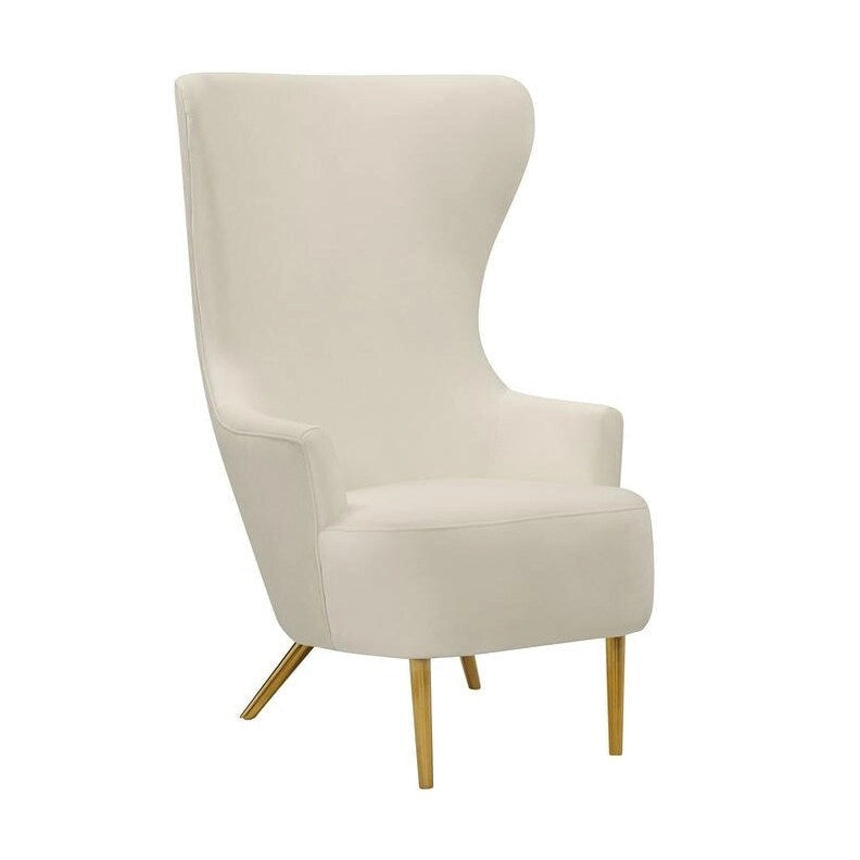 Inspire Me Home Decor Poltrona Julia Wingback in Velluto Crema