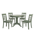 Set da pranzo da 5 pezzi Wilmington II con base a piedistallo rotonda verde salvia anticato di iNSPIRE Q Classic