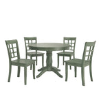 Set da pranzo da 5 pezzi Wilmington II con base a piedistallo rotonda verde salvia anticato di iNSPIRE Q Classic