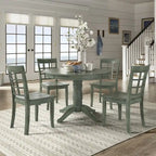 Set da pranzo da 5 pezzi Wilmington II con base a piedistallo rotonda verde salvia anticato di iNSPIRE Q Classic