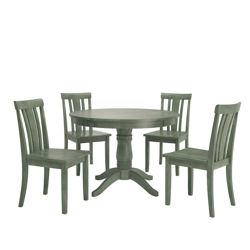 Set da pranzo da 5 pezzi Wilmington II con base a piedistallo rotonda verde salvia anticato di iNSPIRE Q Classic
