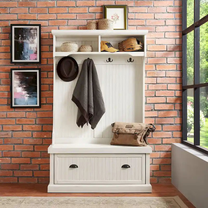Crosley Seaside Appendiabiti da Ingresso Bianco Effetto Invecchiato