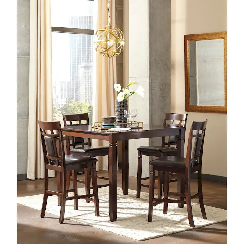 Tavolo da pranzo e sgabelli da bar Signature Design by Ashley Bennox Marrone Altezza bancone (Set di 5)