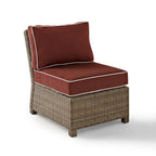 Crosley Bradenton Sedia Centrale Sezionale da Esterno in Vimini con Cuscini Sangria - 25 L x 31,5 P x 32,5 H