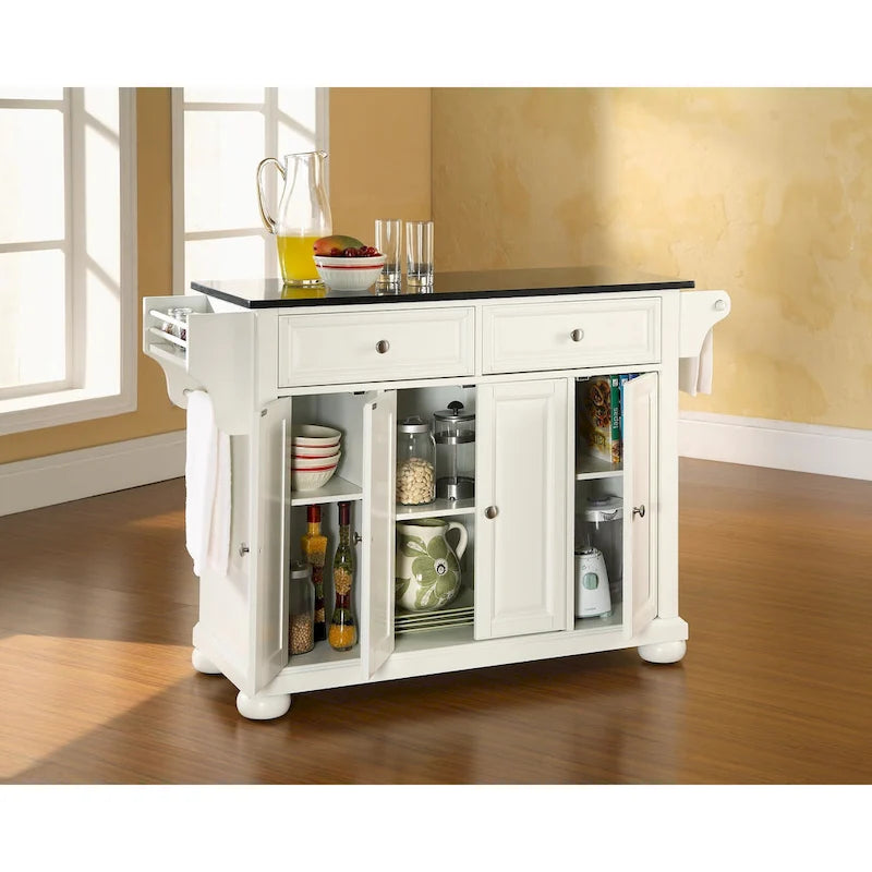 Crosley Alexandria, isola/carrello da cucina con top in granito, dimensioni totali - 18p x 51,5l x 34a