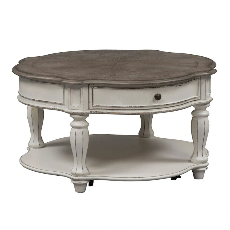 Tavolino rotondo Magnolia Manor Antico Bianco