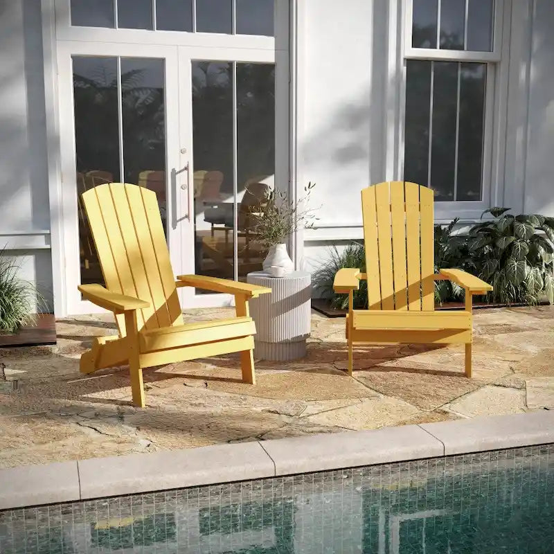 Set di 2 sedie Adirondack in poliresina moderne a doghe larghe resistenti alle intemperie