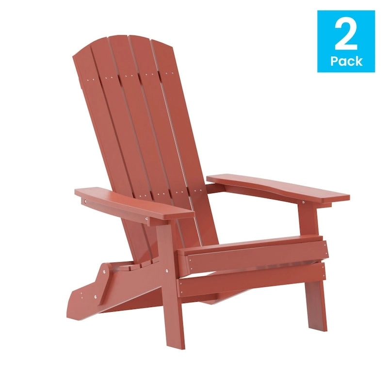 Set di 2 sedie Adirondack in poliresina moderne a doghe larghe resistenti alle intemperie