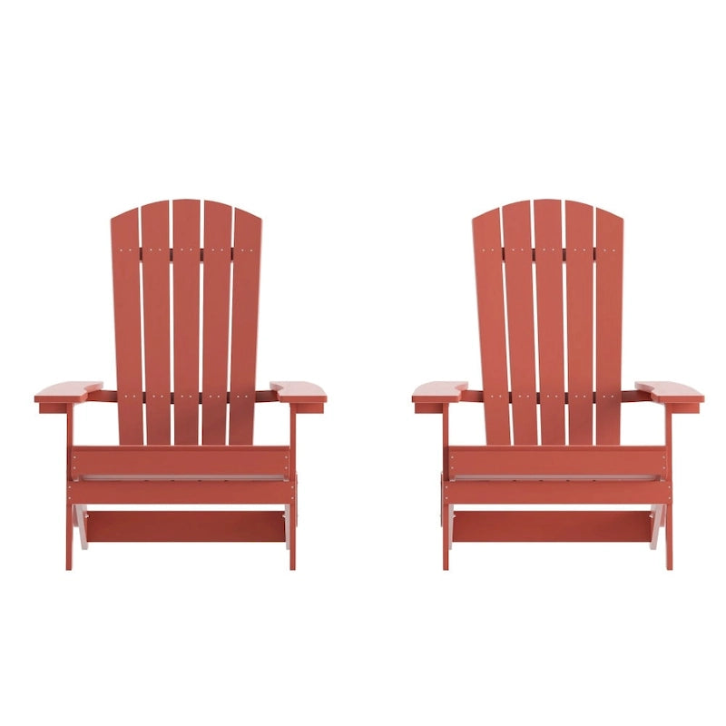 Set di 2 sedie Adirondack in poliresina moderne a doghe larghe resistenti alle intemperie