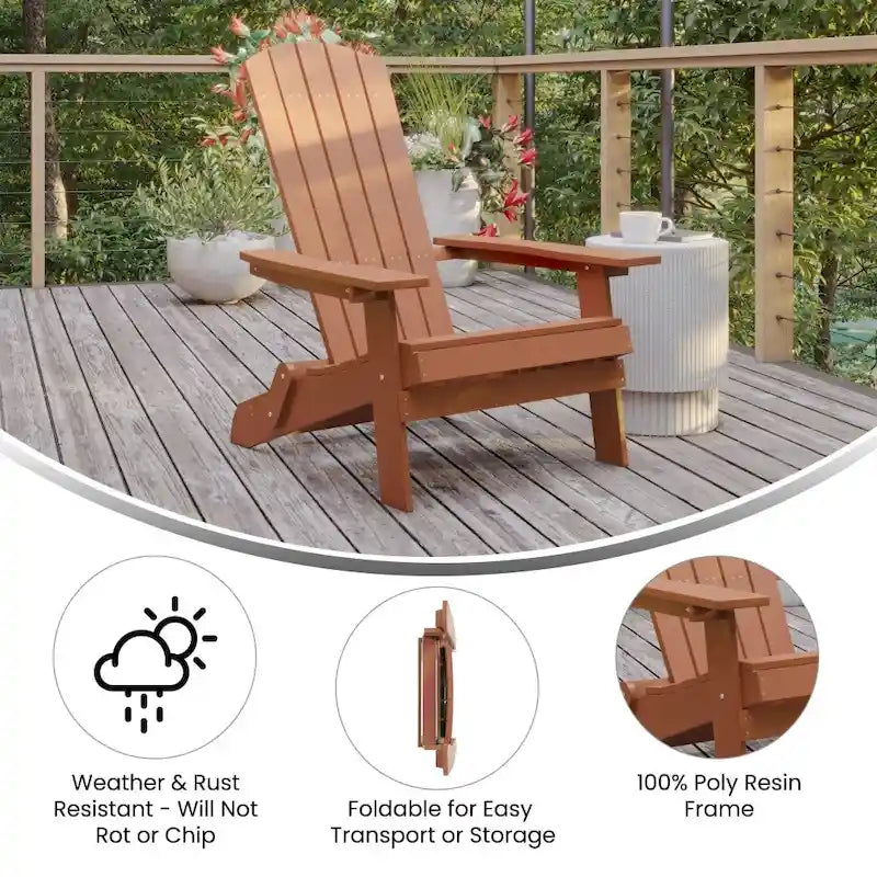 Set di 2 sedie Adirondack in poliresina moderne a doghe larghe resistenti alle intemperie
