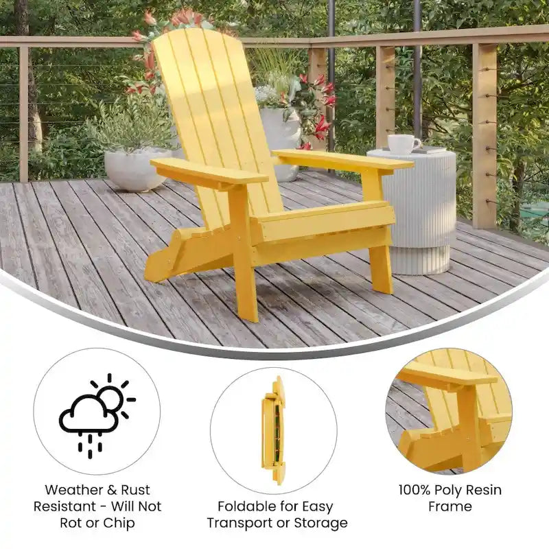 Set di 2 sedie Adirondack in poliresina moderne a doghe larghe resistenti alle intemperie