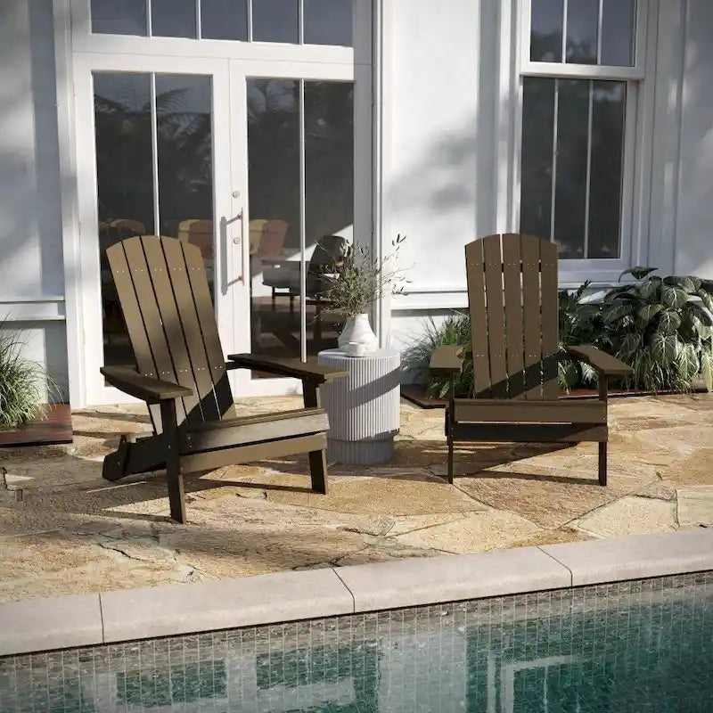Set di 2 sedie Adirondack in poliresina moderne a doghe larghe resistenti alle intemperie