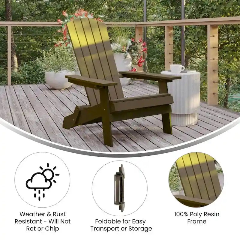 Set di 2 sedie Adirondack in poliresina moderne a doghe larghe resistenti alle intemperie