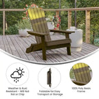 Set di 2 sedie Adirondack in poliresina moderne a doghe larghe resistenti alle intemperie